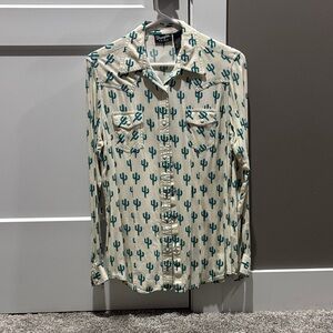 Wrangler Beige Shirt with Green Cactus Pattern